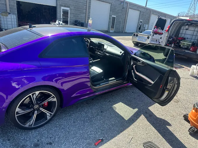 Purple Chrome Wrapped Sports Car